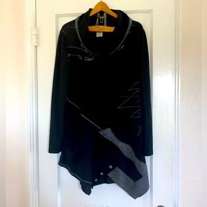 DZhavael cotton spandex cowl neck asymmetrical hem top or mini dress